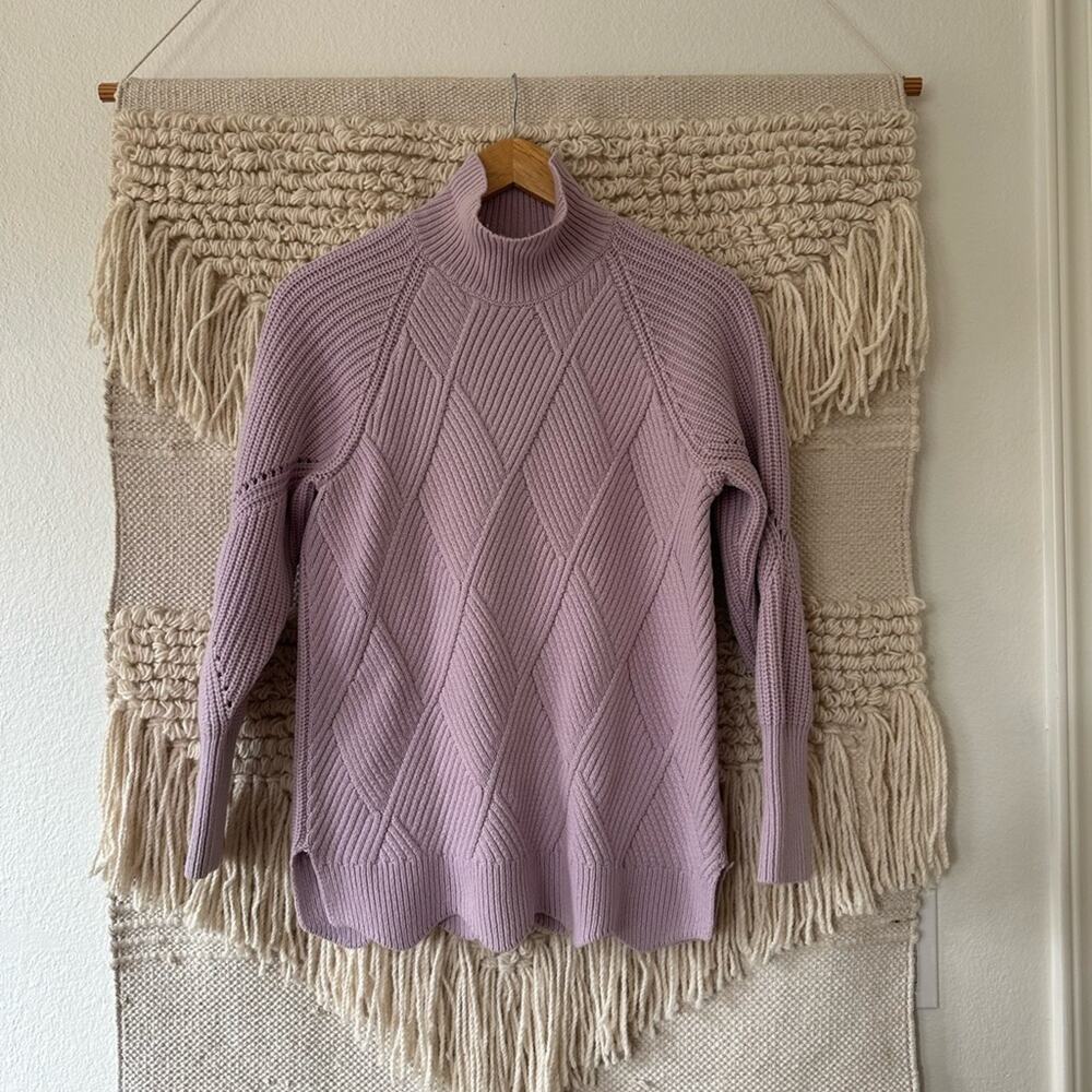 Rebecca Taylor Purple Basketweave Turtleneck